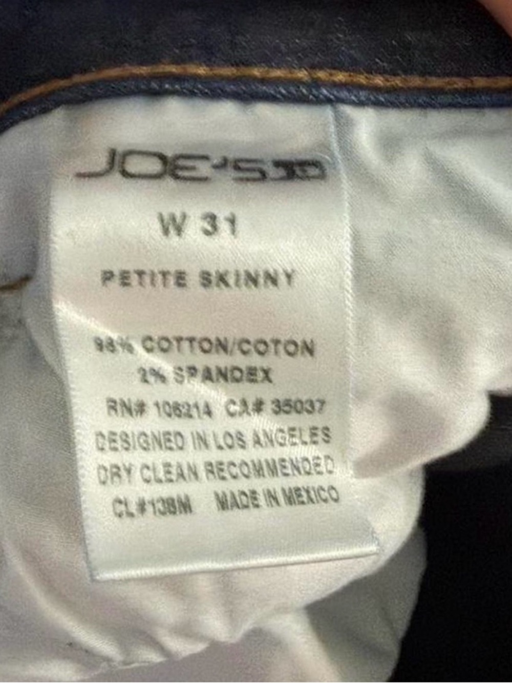 Joe’s Jeans Petite Skinny Dark Wash Raw Hem Stretch Denim Size 31. 28” inseam - Picture 4 of 5